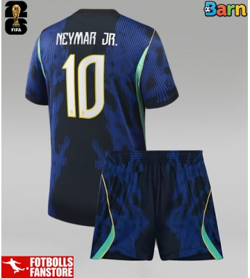 Brasilien Neymar Jr #10 Bortatröja Barn VM 2026 Kortärmad (+ Korta byxor)